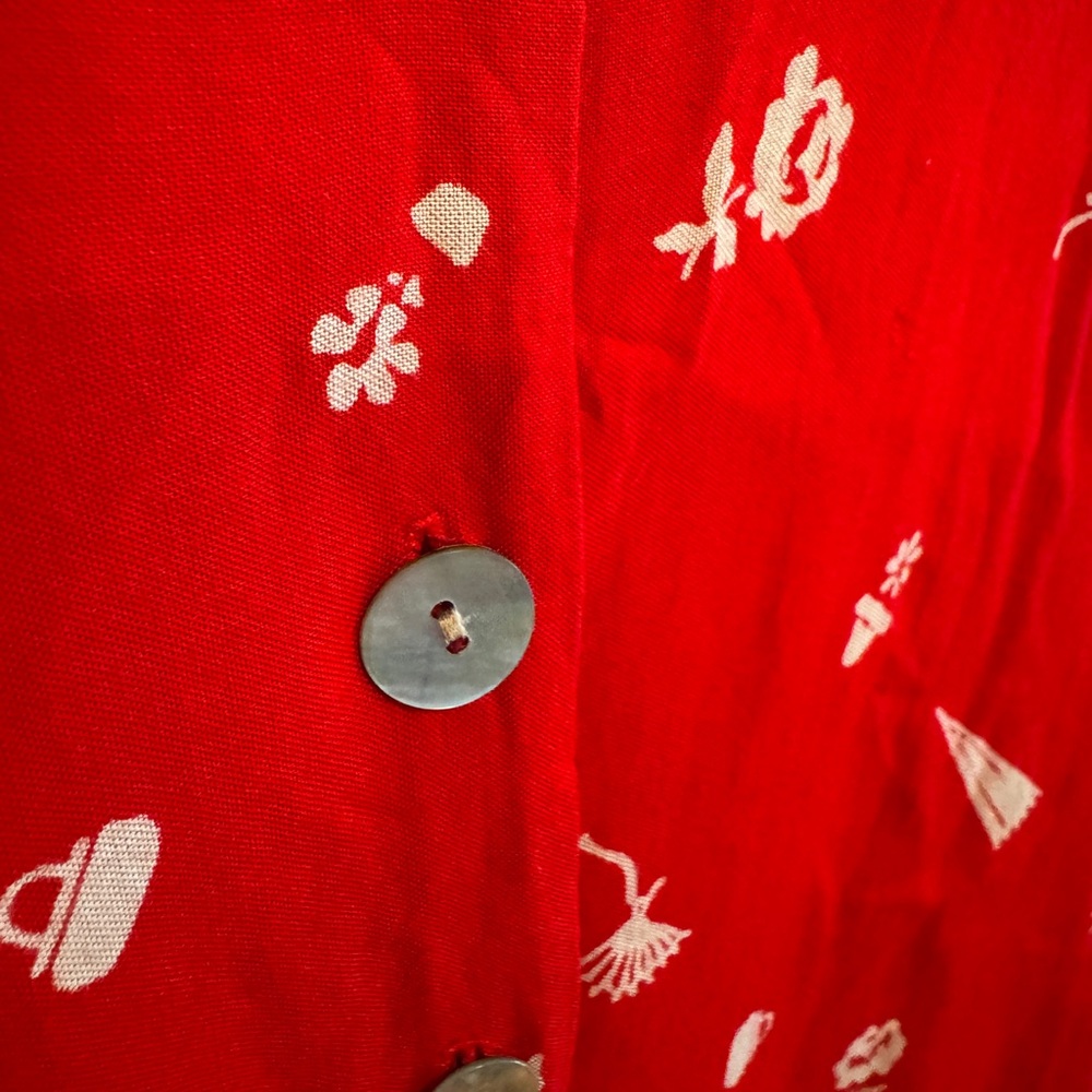 Vintage Coldwater Creek Red Rayon Button Front Dress Size Small - Picture 15 of 15